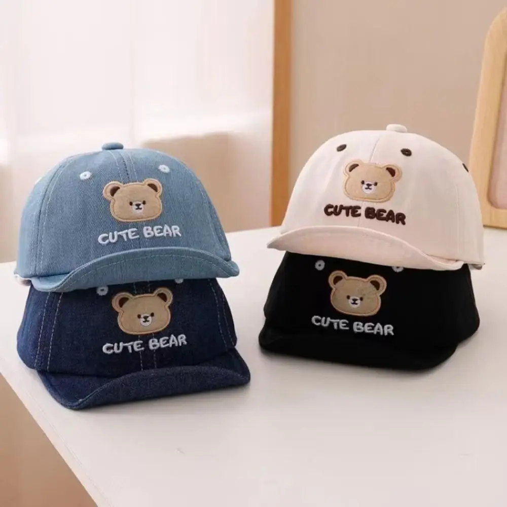Sunshade Caps Cartoon Bear Baby Baseball Hat Breathable Adjustable Toddler Peaked Cap Comfortable INS Baby Sun Visor Hat Outdoor