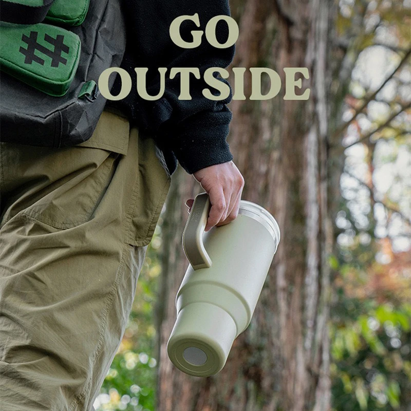 Stainless Steel Insulated Coffee Cup with Handle for Outdoor Use