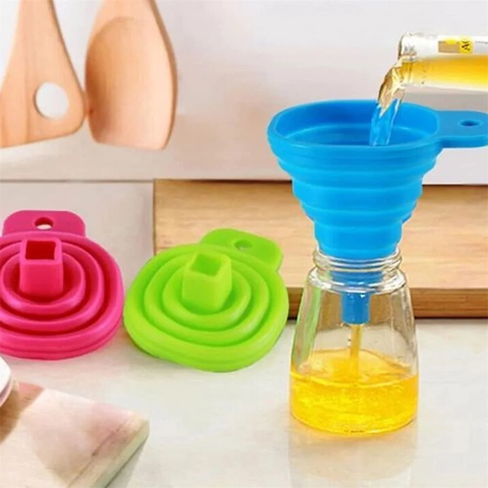 식품 액체 이동용 접이식 주방 깔때기, 실리콘 깔때기, 소형 및 대형 깔때기, 1 PC
