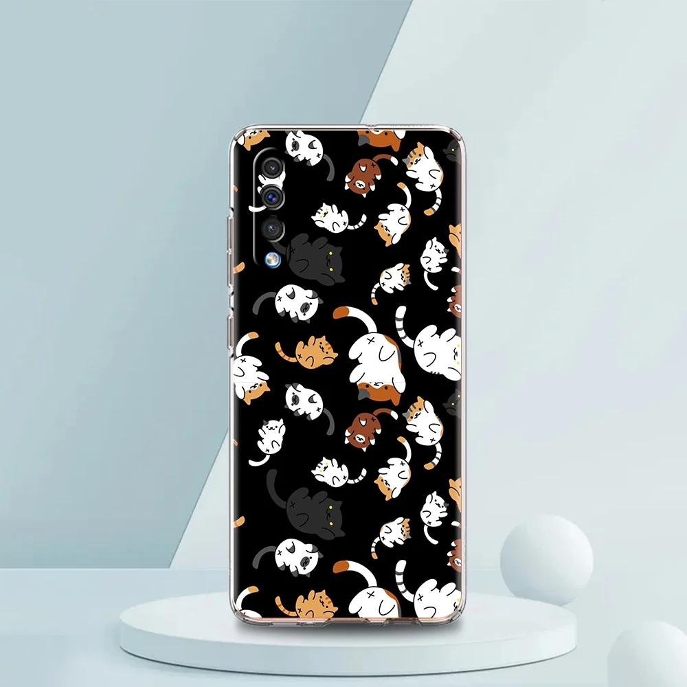 Cartoon Katze transparente Handy hülle für Samsung Galaxy A12 A22 A50 A70 A40 A10 A20 A30 A02 A03S A04 Abdeckung Silikon hülle Capa Tasche – Detail 1