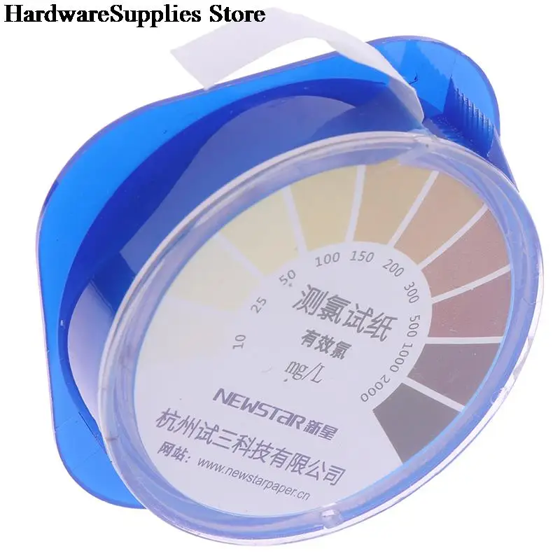Water Tester Strips 1Roll Chlorine Test Range 10-2000mg/lppm Color Chart Cleaning Measuring