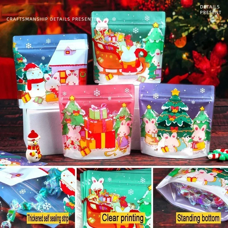 1/20pcs Cute Cartoon Christmas Tree Self Sealing Bag Square