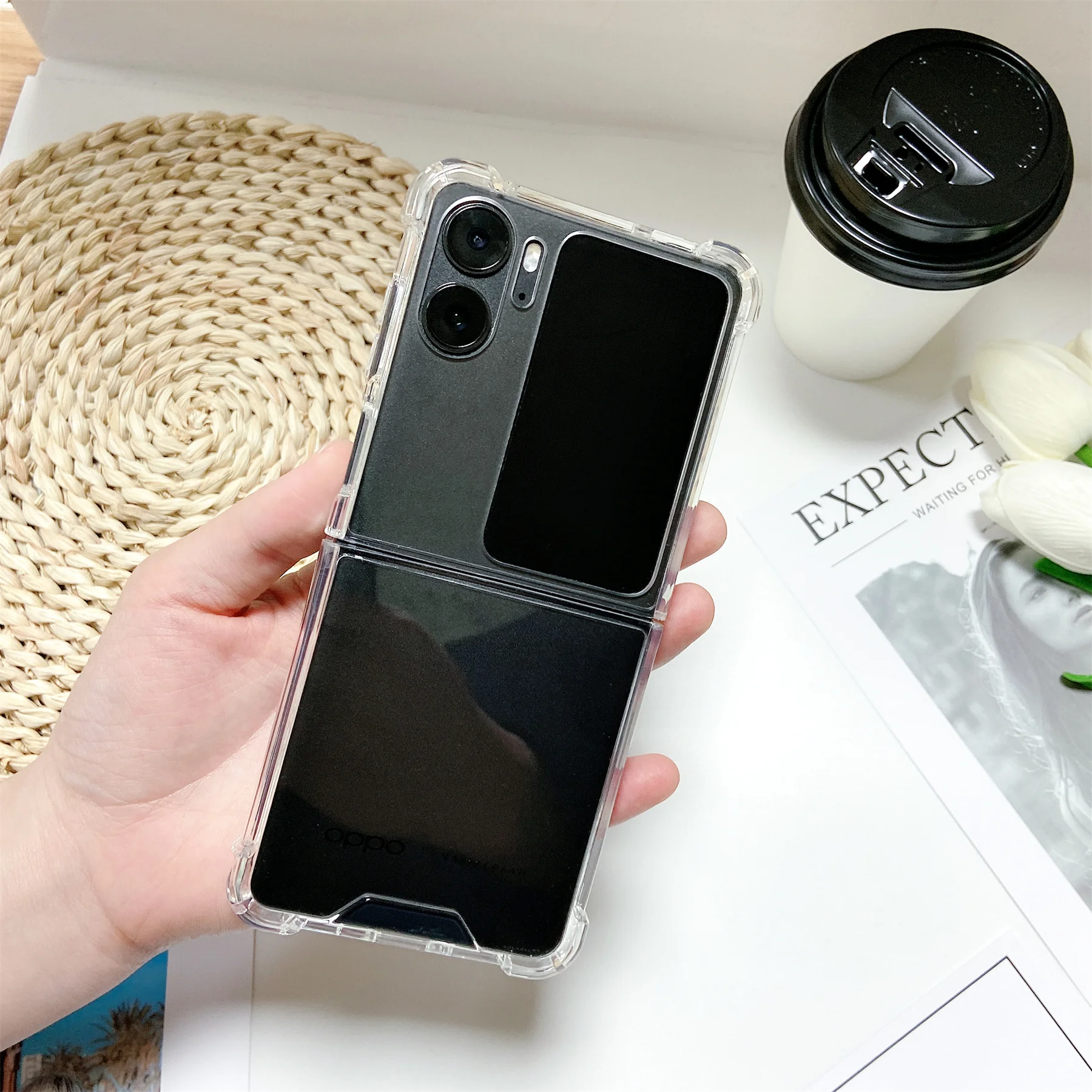 Custodia Trasparente Simplicity Per Oppo Find N2 Flip Back Cover Antiurto