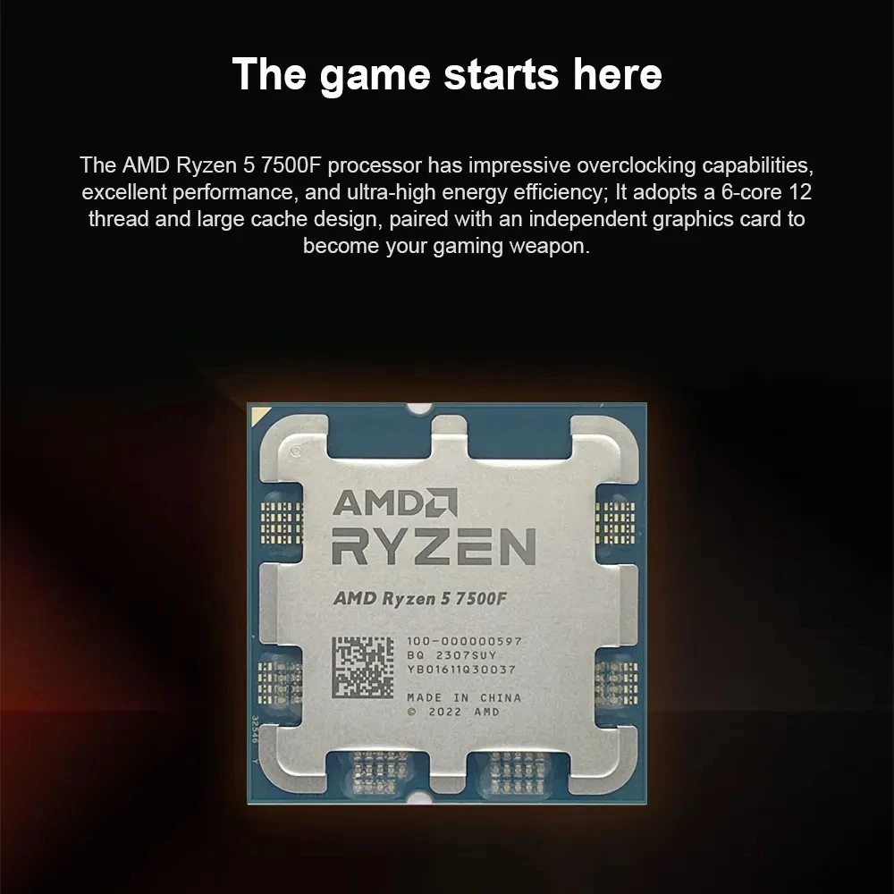 NEW AMD Ryzen 5 7500F R5 7500F 3.7GHz 6-Core 12-Thread CPU Processor 5NM  L3=32M 100-000000597 Socket AM5 Origin - AliExpress