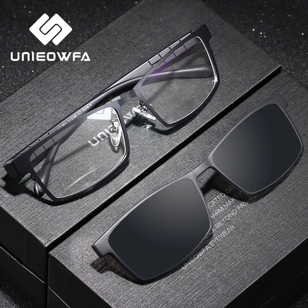 Gafas de sol magnéticas con Clip para hombre, lentes graduadas polarizadas con montura óptica para miopía, UV400, 2 en 1|De los hombres de - AliExpress