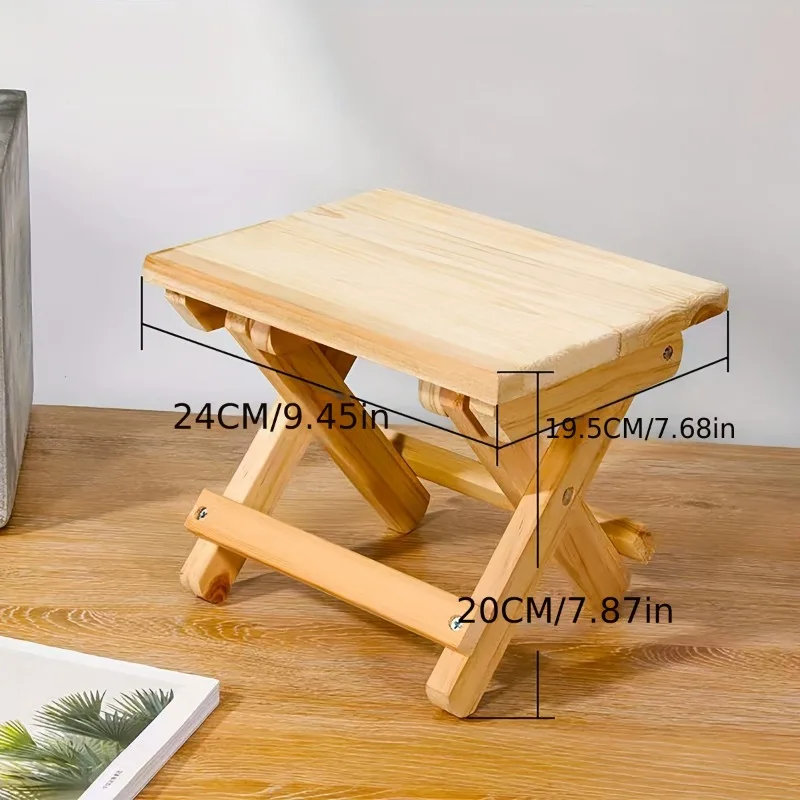 Folding Stool Versatile Durable Hardwood Folding Stool-Eco-Friendly, Classic-Style, for Fishing, Outdoor, Home Use, Compact & Portable Bench