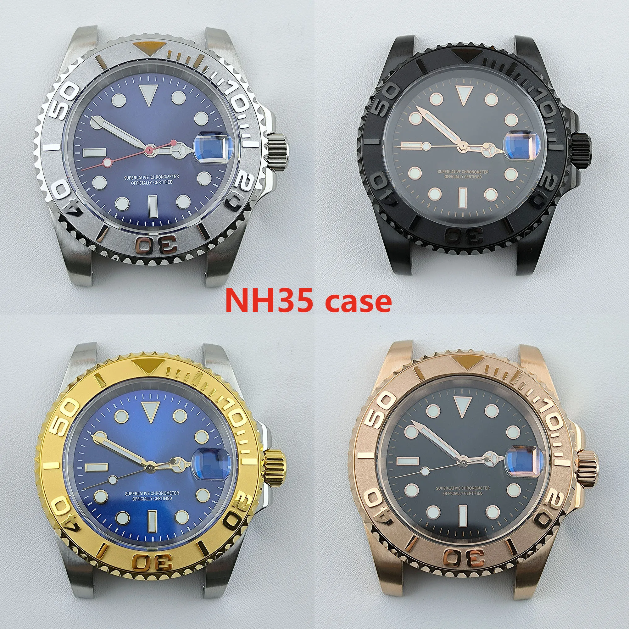 

40mm NH35 Case Stainless Steel Case Men Automatic Mechanical Watch Sapphire Glass Waterproof Watch fit NH35 NH36 MovementS