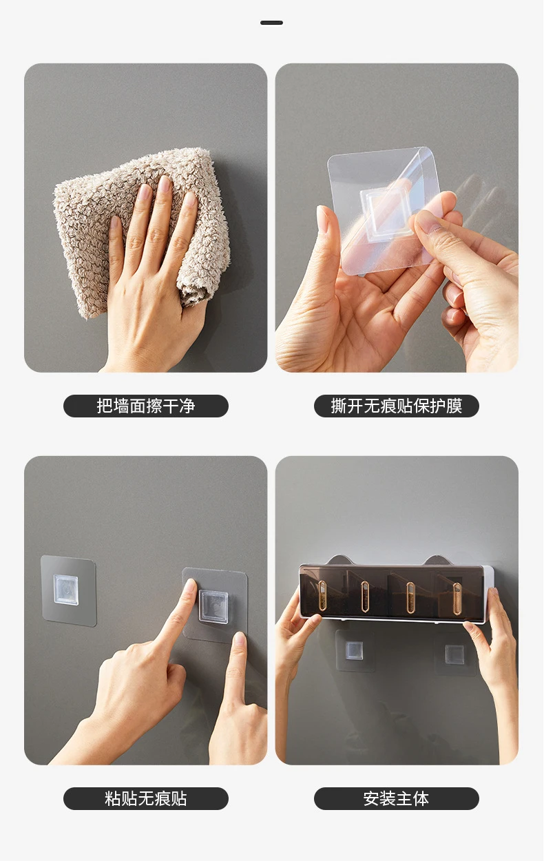 Wall Mounted Spice Container Stackable Drawer 4 Condiment Box Salt Pepper Storage Hodler Kitchen Organizer With Hooks