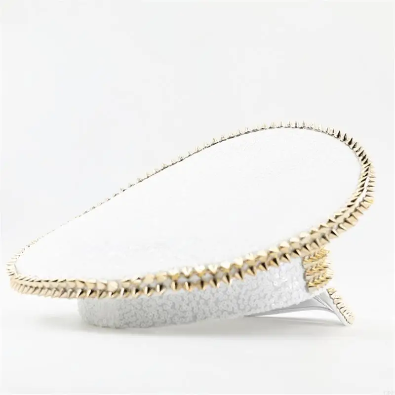 Y3NE Jeweled Hat Heavy Crystal Captain Hat Versatile for Men Women Dancer Comedian