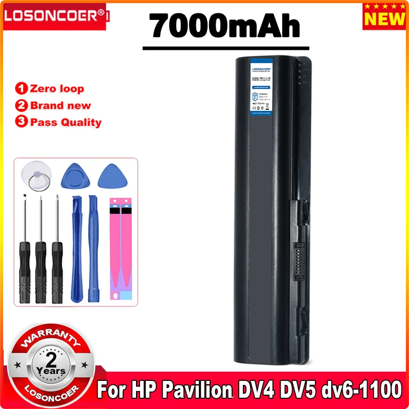 

LOSONCOER 7000mAh Laptop Battery HSTNN-IB72 HSTNN-LB72 HSTNN-LB73 HSTNN For HP Pavilion DV4 DV5 dv6-1100 Series Batteries