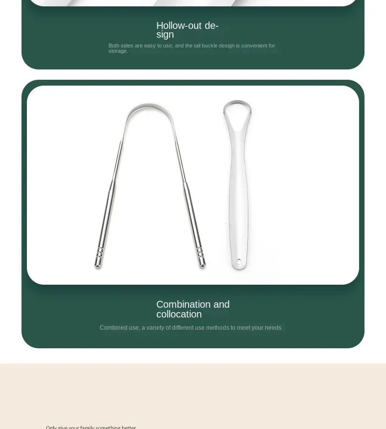 Non-slip Handle Tongue Scraper Portable Single Layer Tongue Scraper Reusable Stainless Steel Oral Mouth Brush Case Tongue Clean