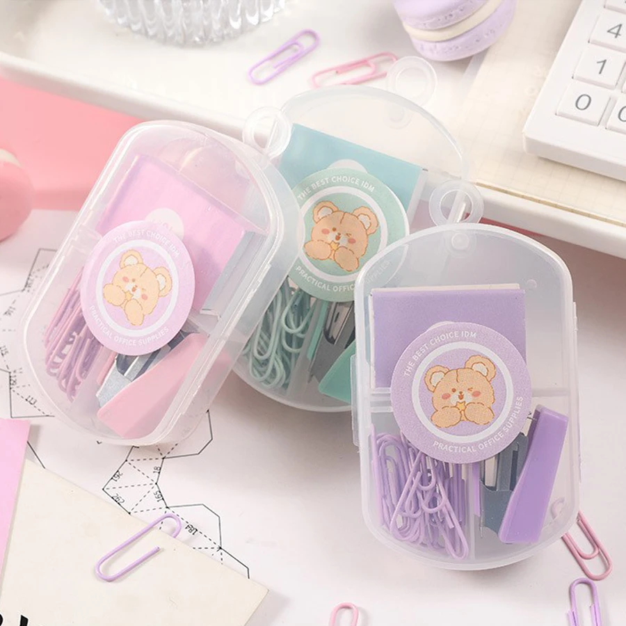 Mini Color Metal Stapler Set With Staples Binding Tools Stationery