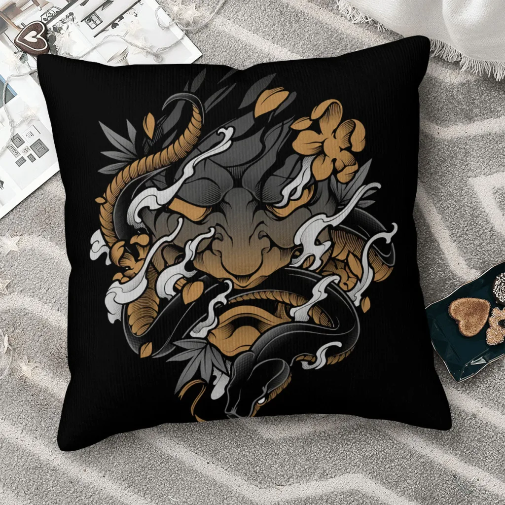 

Oni Irezumi Japanese Oni Polyester Cushion Cover For Home Car Decorative Breathable