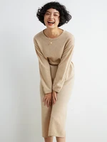 Knitted Cashmere Dress with Loose Pullover, Long Split Wool Dress, New Round Neck, Autumn and Winter 1