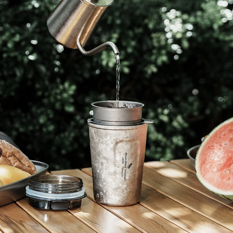 Boundless Voyage Titan Isolierte Flasche Doppelwandige Kaffeetasse Ultraleichter Campingbecher Wiederverwendbares auslaufsicheres Trinkgeschirr Ti3235D – Detail 6