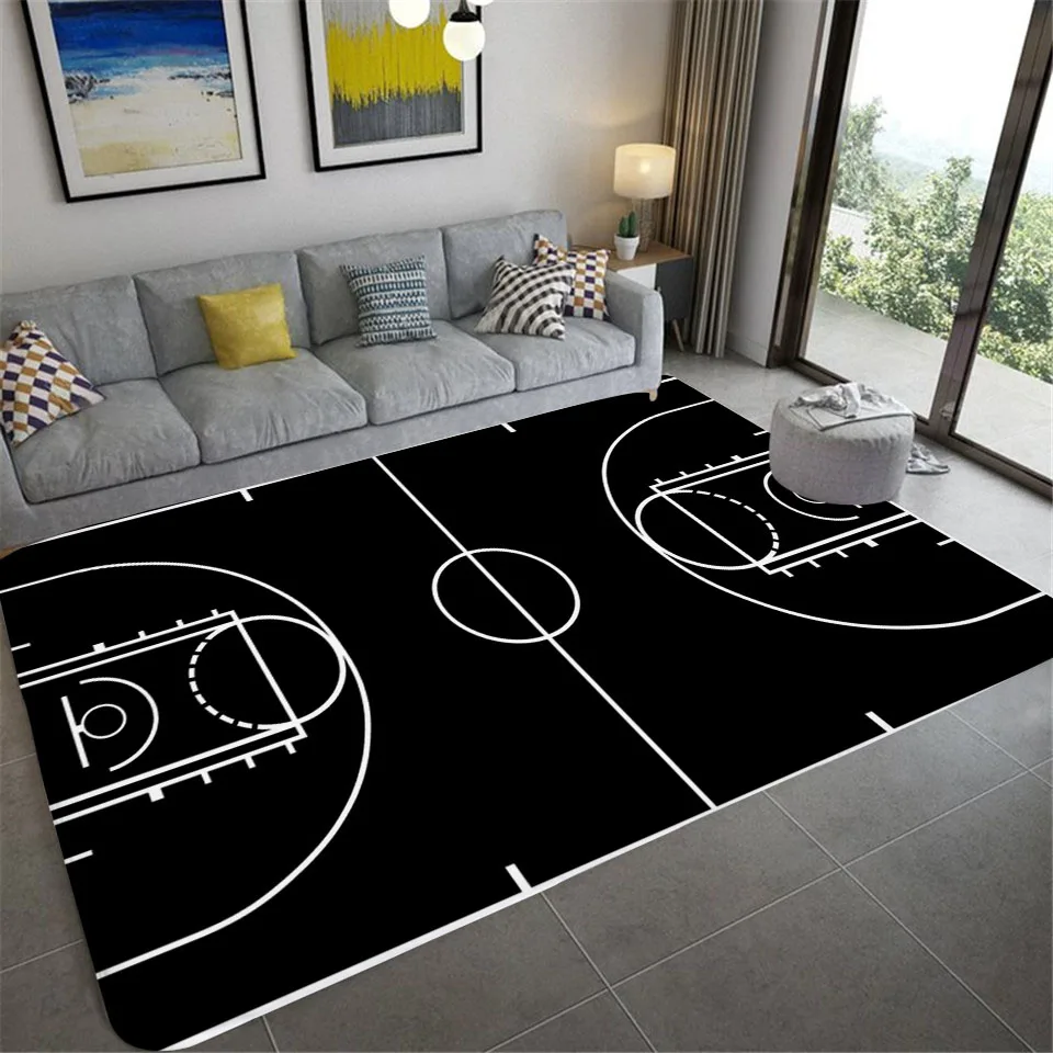 3D Basketball Court Printed Carpet Bedroom Bedside Living Room Sofa Table Area Rug Soft Large Size Floor Mat Doormat Home Decor 2