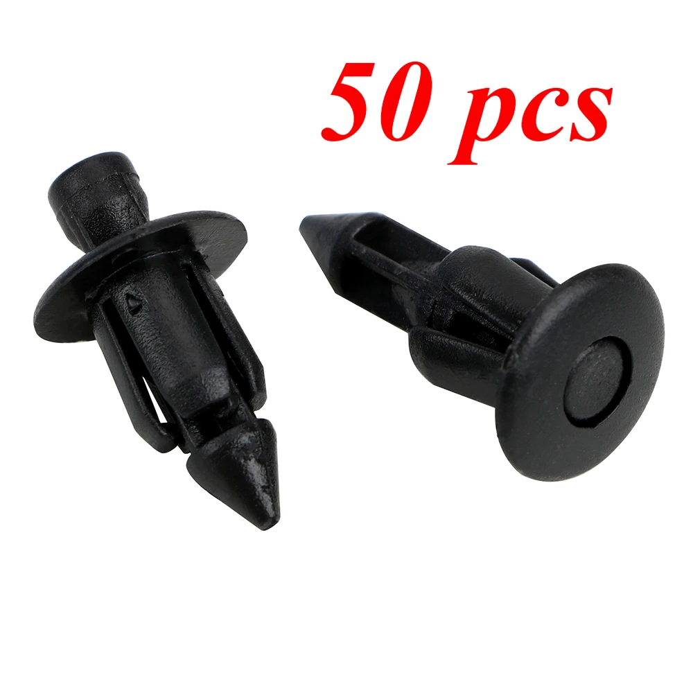 Universal Car Door Trim Clips 50 Count Plastic Push Type 7mm Mounting Hole for Interior Panel Replacement