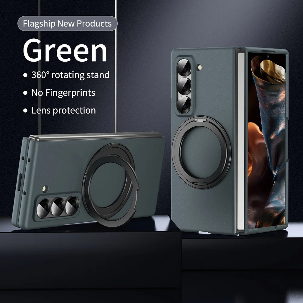 Rotatable Magnetic Metal Holder with Tempered Glass Protective Case - Slim Edition Cover