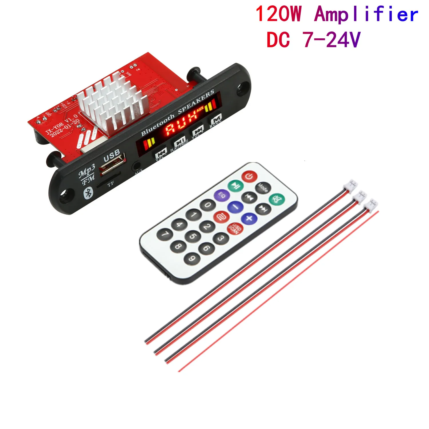 

DC 7V-24V 2*60W Amplifier MP3 Decoder Board 120W MP3 Player Bluetooth V5.0 USB Module FM AUX Radio Recording For Speaker