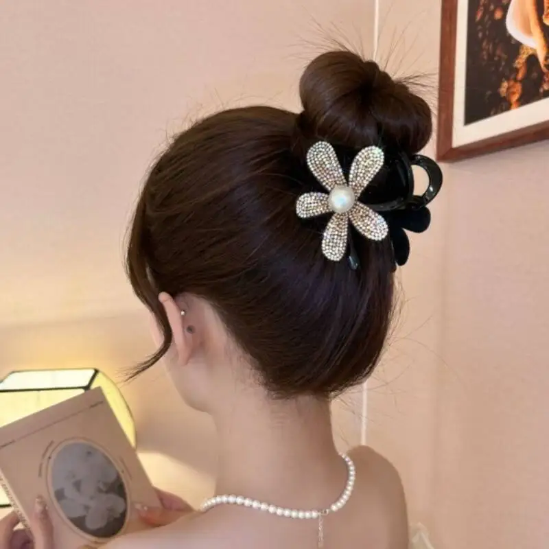 Retro Voller Kristall Blume Haar Krabben Haarspangen Für Frauen Koreanische Mode Kunststoff Haar Klaue Clip Haarnadeln Pferdeschwanz Haar Zubehör – Detail 7