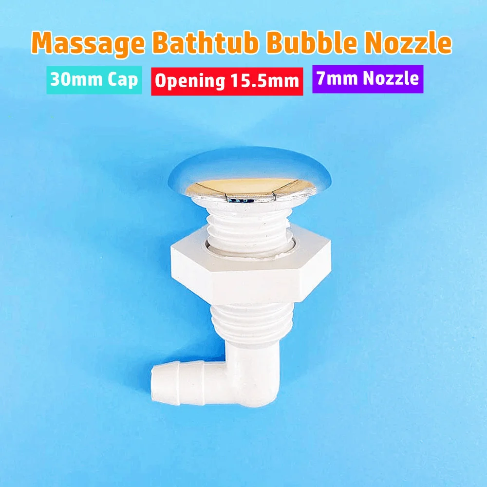 30mm Cover 7mm Nozzle Twisted Teeth Bow Bubble Nozzle Chromed Cap PVC Base Hot Tub Air Jet Massage Bathtub Jet Nozzle