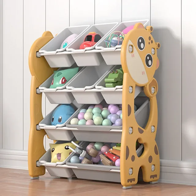 Kids Plastic Bookshelf Children Cabinet Toy Storage Shelf Bedroom Furniture Book Packing