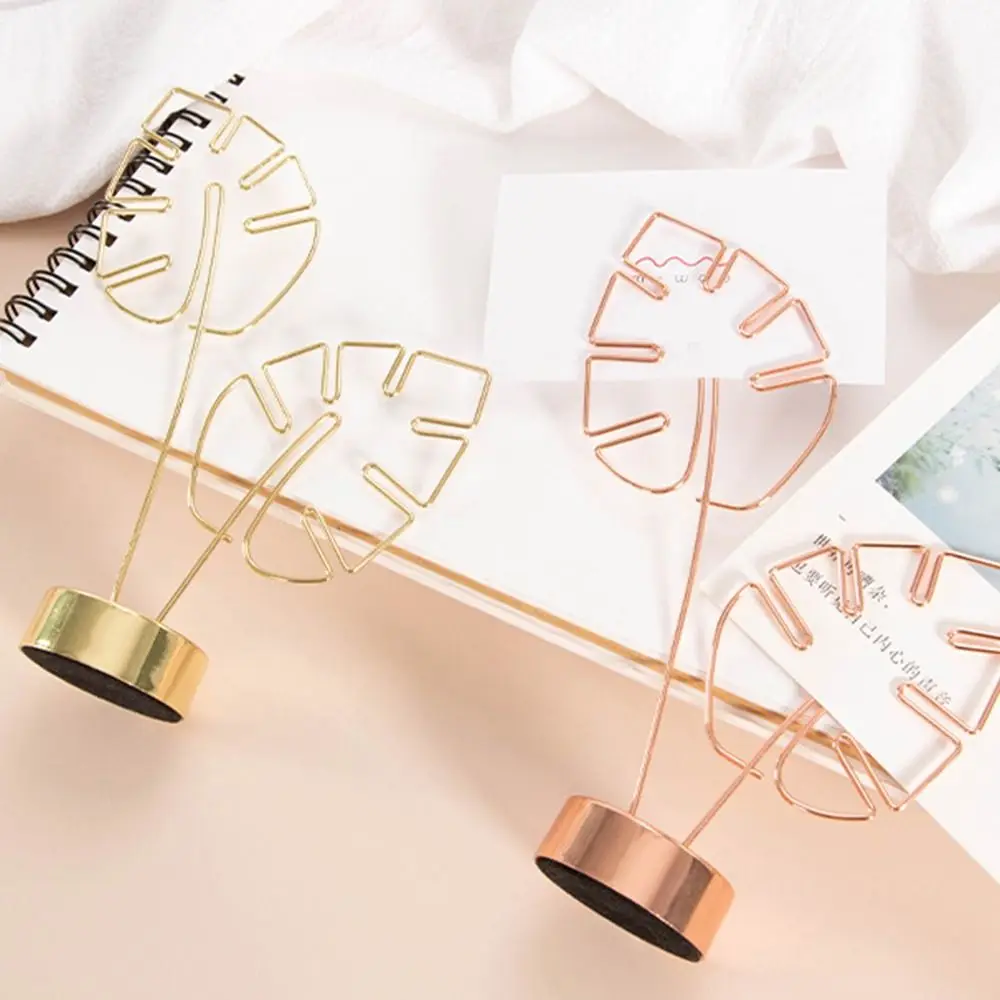 INS Minimalism Turtle Back Leaf Sticky Note Clip Rose Gold Metal Messege Stander Leaf Vein Photo Stander Desk Ornaments