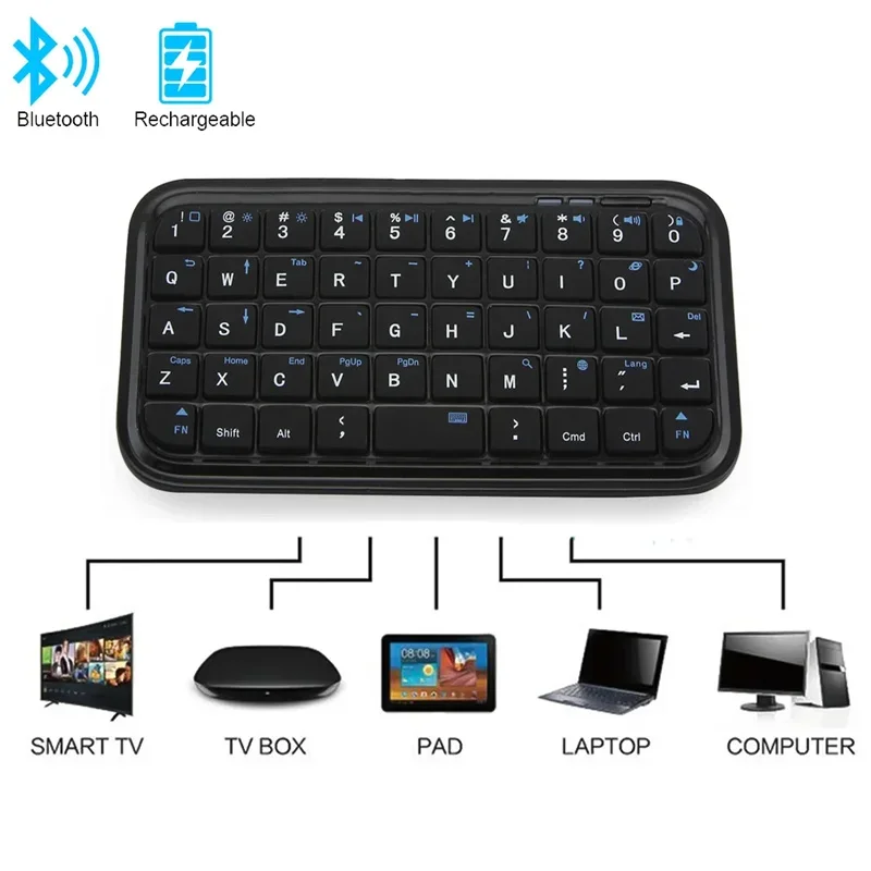 Smart Phone Mini Keyboard Bluetooth 3.0 Rechargeable Slim Travel Size Wireless Keypad Small Portable 49 Keys for Tablets Phone