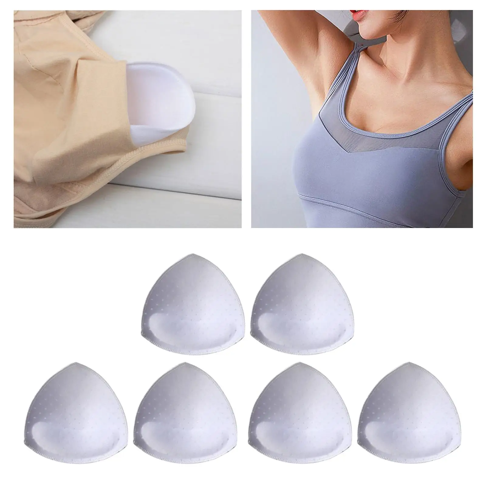 3 Pairs Bra Inserts Pads, Bra Cups Inserts, Removable Breathable Soft Sponge Replacement Pads, for Bikini Top, Sports Swimsuit