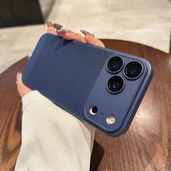 Advanced Heat Dissipation Hard Phone Case with Cooling Honeycomb Mesh Design for iPhone 17 Air (Navy blue)