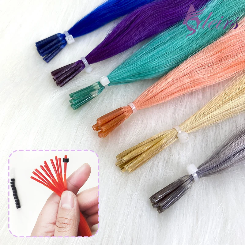 ADEIRS Color I Tip Hair Extensions Real Human Fusion Hair Extensions Color Purple Blue Pink Gray 0.5g/Strand Straight