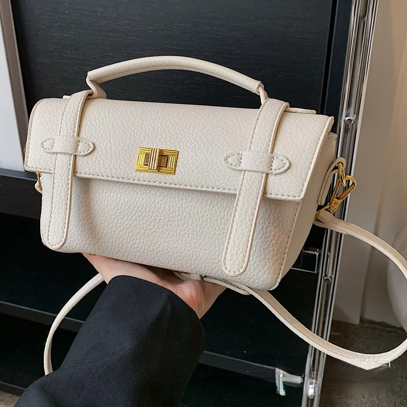 2023 New Handbag Trendy Design Small Mini Square Shoulder Bag for Women PU Leather Casual Crossbody Bag Mori Girl Preppy Style