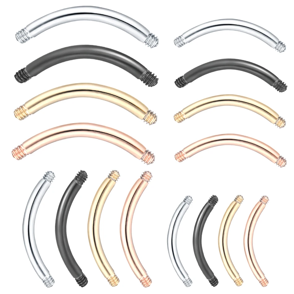 

100pcs/lot Steel Curved Bar Parts Screw Barbells For Eyebrow Navel Piercing Jewelry Post Only Replacements Accessories 14G 16G