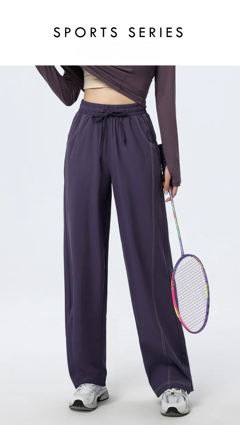 Women's Sports Pants, Baggy Straight Track Pants, Striped Joggers with Pockets, Women Breathable Wide Legs Sweatpants 8 S2ea56a99ff2248c6868a39f2d6b5b01eo