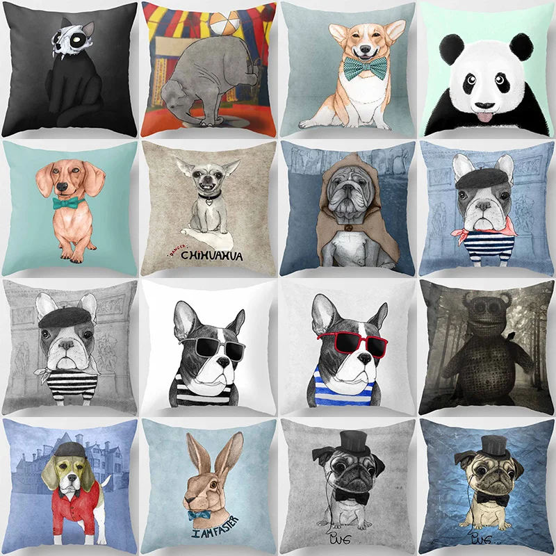 

Cute Dogs and Panda Animal Pattern Short Plush High Quality Square Thick Pillow Case Covers