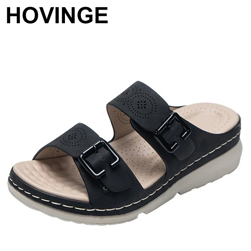 

Women Closed Toe Summer Shoes 2023 New Comfort Double Buckle Wedge Ladies Sandals Plus Size Platform Casual Slippers Women