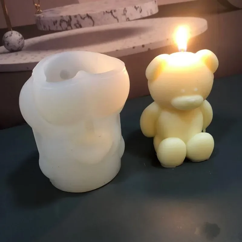 3D Bear Silicone Candle Mold DIY Plaster Resin Soap Cake Baking Tools Handmade Candles Making Kit Home Decor