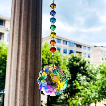 🌈 Chakra Rainbow Crystal Prism Suncatcher – Mandala Garland Hanging Ornament 1