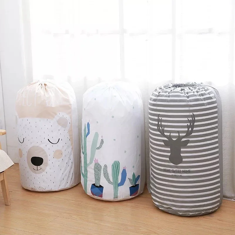 Cartoon Bear Collapsible Storage Bag Transparent Storage Organizer Travel Clothes Blanket Baby Toy Basket Suitcases Quilt Bags