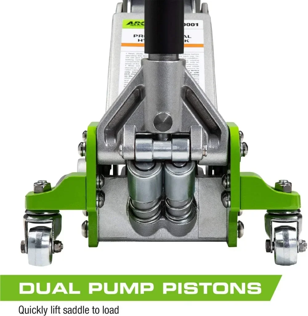Tools 3 Ton (6,000 lbs.) Hybrid Heavy Duty Aluminum and Steel Low Profile Floor Jack Dual Pistons Reinforced Lifting Arm