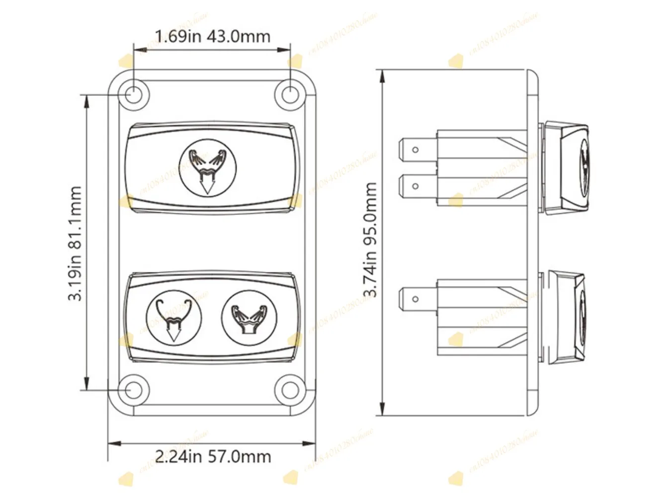 Control switch Toilet panel switch Yacht accessories panel switch