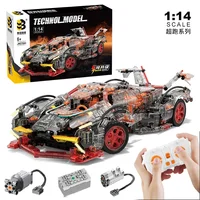 Transparent V12 Block Roadster RC Tech Racer 1:14DIY Roadster building block assembly Block car toy birthday gift 2