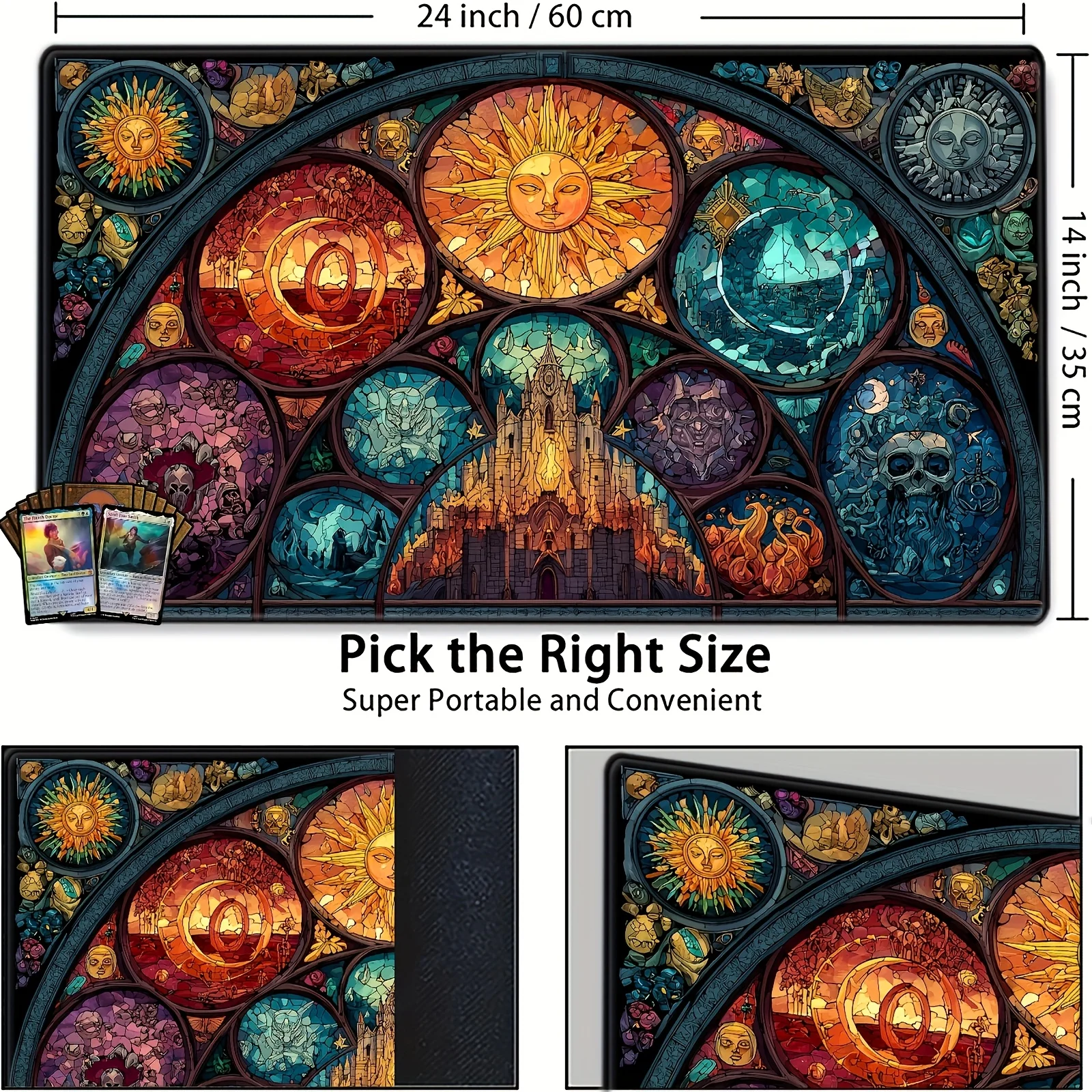 Colored Glass Style Skull Pattern TCG Playmat Magic Card Battle Mat Non-Slip Durable 35X60CM Commander Play Mats Tapete Magic - 2