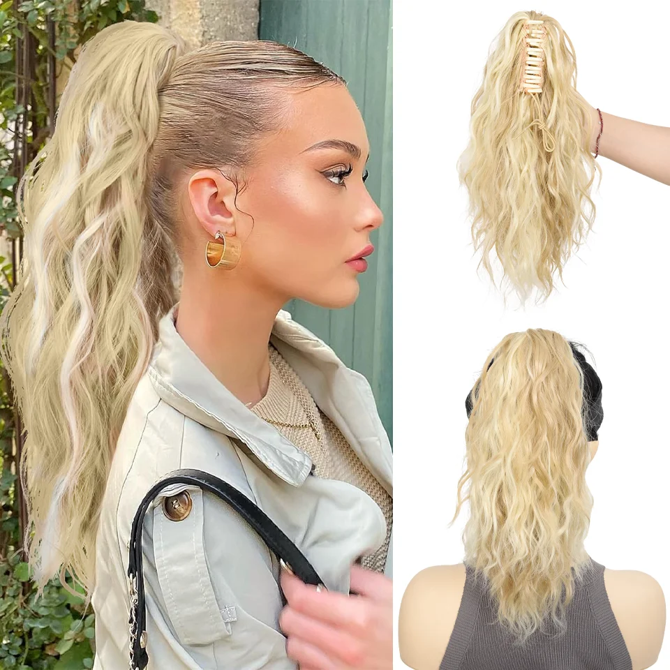 LUPU 35,6 cm langer, synthetischer, lockiger Clip-in-Pferdeschwanz, modisch, für den täglichen Gebrauch, hitzebeständig, elegant, für Halloween, Feiertage – Detail 4