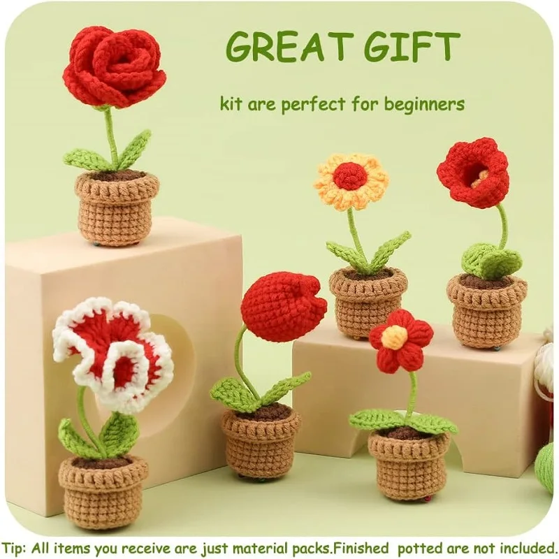 LMDZ Flowers Knitting Kit for Beginners Adults Knitting Starter Kit with  Step-by-Step Instructions Easy Crochet Kit for Beginner - AliExpress