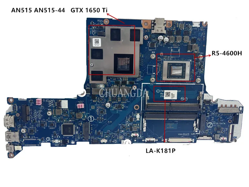 

LA-K181P Mainboard For Acer Nitro 5 AN515-44 Laptop Motherboard With CPU R5-4600H GPU GTX1650 4G / NBQ9G11001 Test OK