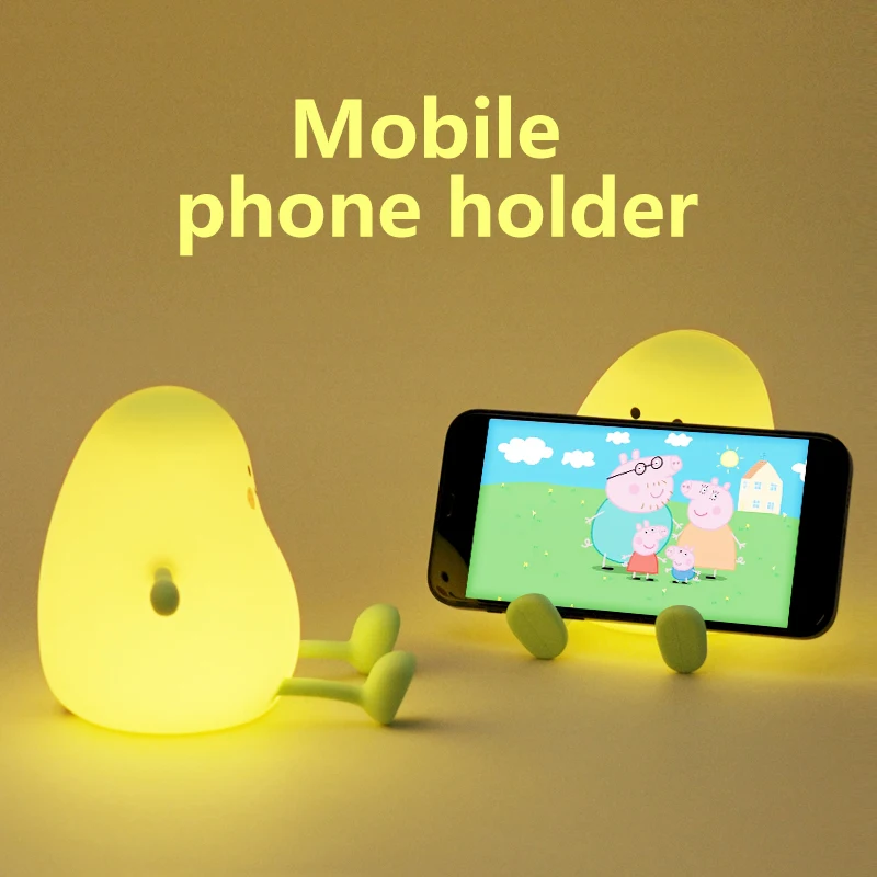 thumbnail image 2 of USB Rechargeable Pear Night Light – Soft Silicone LED Table Lamp With Adjustable Brightness 2 of 14