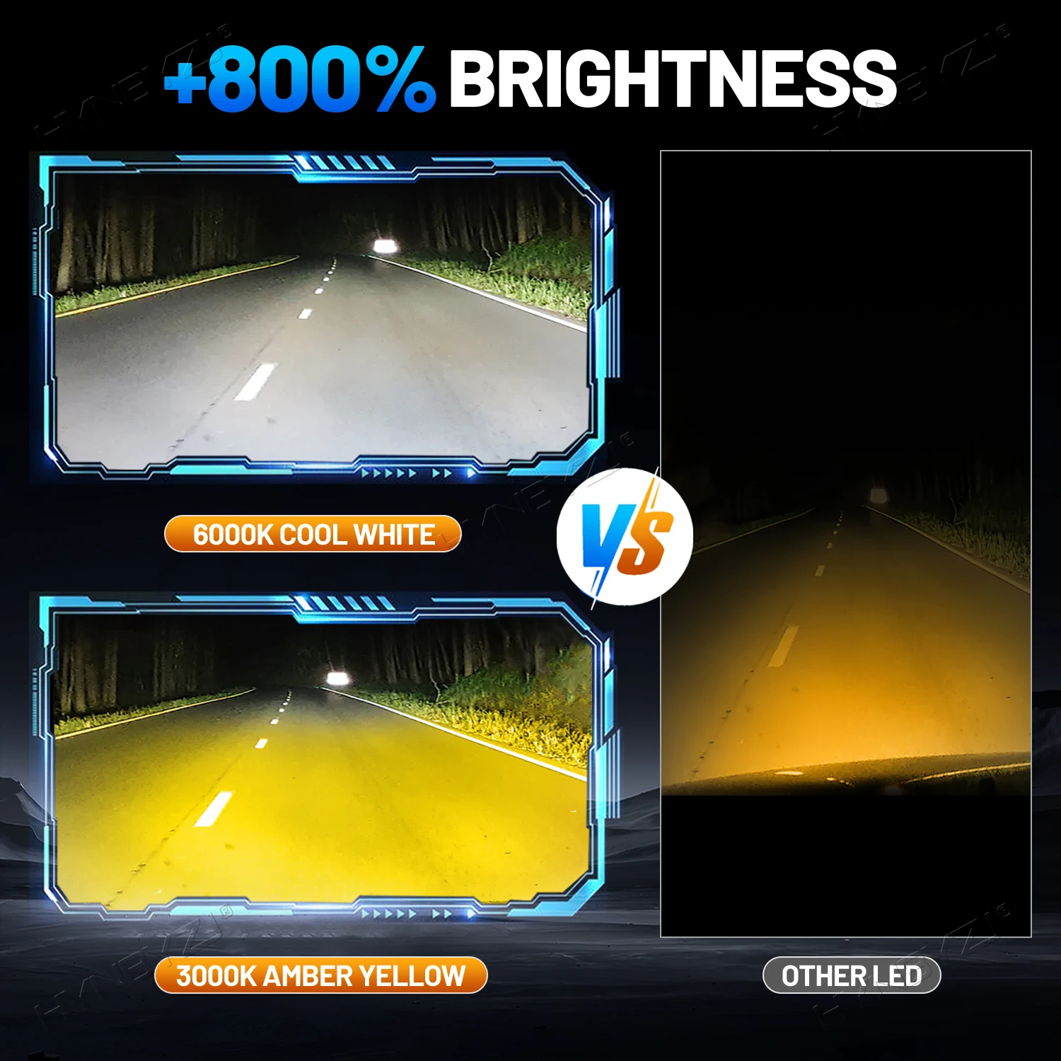 H7 H4 H11 LED 헤드라이트 H1 H8 H9 HB4 HB3 9005 9006 9012 터보 램프 6000K 3000K 이중 색온도 전환 전조등 12V