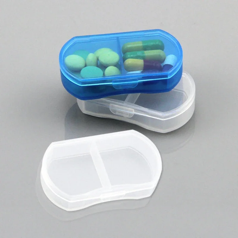 Mini Pill Case Portable Tablet Pill Organizer Case Dispenser Holder Storage Organizer Container Case 2-grids Mini Dispenser