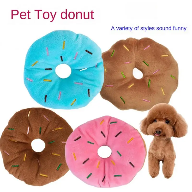 3-Pack Donut Shaped Squeaky Dog Toys - Colorful Chew Toys For Puppies & Cats, Random Colors, Squeaker Inside